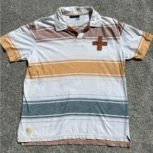 Vintage ROCAWEAR Shirt Men Size 2XL XXL Stripped Short Sleeve Streetwear Polo